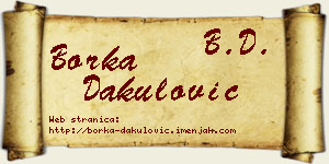 Borka Dakulović vizit kartica